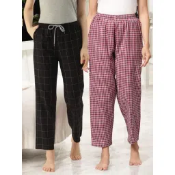 Kryptic Maroon & Black Cotton Relaxed Fit Printed Lounge Pants - Pack of 2-picture-27