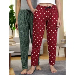 Kryptic Maroon & Black Cotton Relaxed Fit Printed Lounge Pants - Pack of 2-picture-39