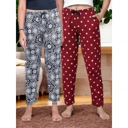 Kryptic Maroon & Black Cotton Relaxed Fit Printed Lounge Pants - Pack of 2-picture-26