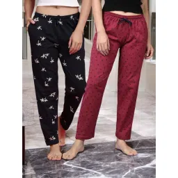 Kryptic Maroon & Blue Cotton Relaxed Fit Printed Lounge Pants - Pack of 2-picture-15