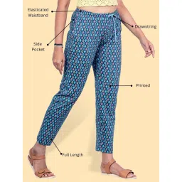 Kryptic Maroon & Blue Cotton Relaxed Fit Printed Lounge Pants - Pack of 2 image 4