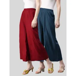 Kryptic Maroon & Blue Mid Rise Flared Pants - Pack Of 2-picture-45