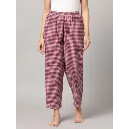 Kryptic Maroon & White Cotton Checks Lounge Pants (Pack Of 2)-picture-18
