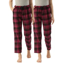 Kryptic Maroon Cotton Checks Lounge Pants (Pack Of 2)-picture-42