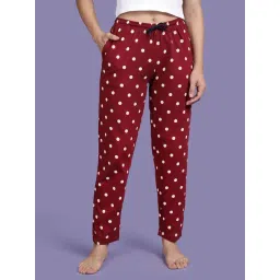 Kryptic Maroon Cotton Relaxed Fit Printed Lounge Pants-picture-32