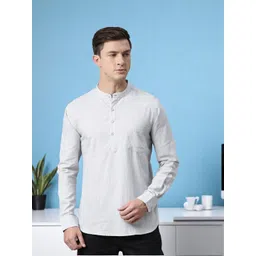 Kryptic Men Band Collar Cotton Kurta-picture-36