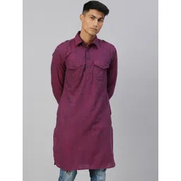 Kryptic Men Purple Pathani Cotton Kurta-picture-17