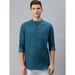 Kryptic Men Teal Pure Cotton Kurta-picture-37