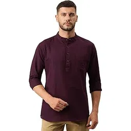 kryptic Men’s Full Sleeve Regular Fit Short Kurta in Premium Pure Cotton with Patch Pocket and Mandarin Collar – Perfect Blend of Style and Comfort-picture-43