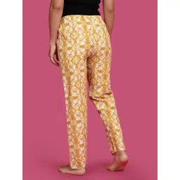 Kryptic Mustard & Brown Cotton Relaxed Fit Printed Lounge Pants - Pack of 2 image 2