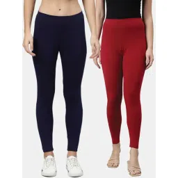 Kryptic Navy & Maroon Regular Fit Leggings -Pack Of 2-picture-31