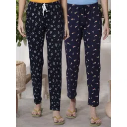 Kryptic Navy & Navy Cotton Relaxed Fit Printed Lounge Pants - Pack of 2-picture-41
