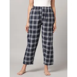 Kryptic Navy & White Cotton Checks Lounge Pants (Pack Of 2) image 2