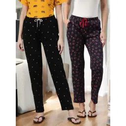 Kryptic Navy Blue & Black Cotton Relaxed Fit Printed Lounge Pants - Pack of 2-picture-28