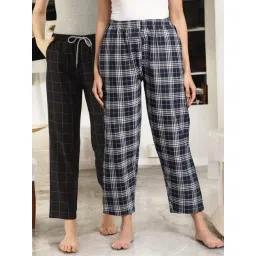 Kryptic Navy Blue & Black Cotton Relaxed Fit Printed Lounge Pants - Pack of 2-picture-33