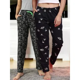 Kryptic Navy Blue & Black Cotton Relaxed Fit Printed Lounge Pants - Pack of 2-picture-29
