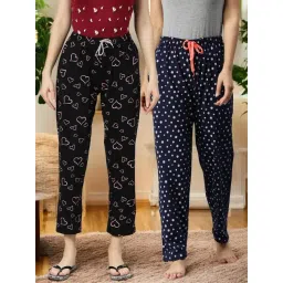 Kryptic Navy Blue & Black Cotton Relaxed Fit Printed Lounge Pants - Pack of 2-picture-27