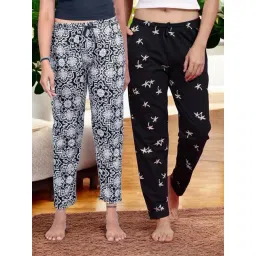 Kryptic Navy Blue & Black Cotton Relaxed Fit Printed Lounge Pants - Pack of 2-picture-25