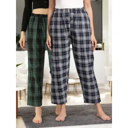 Kryptic Navy Blue & Green Cotton Relaxed Fit Printed Lounge Pants - Pack of 2-picture-47