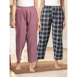 Kryptic Navy Blue & Maroon Cotton Relaxed Fit Printed Lounge Pants - Pack of 2-picture-36
