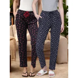 Kryptic Navy Blue & Navy Cotton Relaxed Fit Printed Lounge Pants - Pack of 2-picture-33