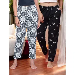 Kryptic Navy Blue & Off White Cotton Relaxed Fit Printed Lounge Pants - Pack of 2-picture-25