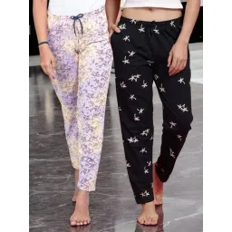 Kryptic Navy Blue & Purple Cotton Relaxed Fit Printed Lounge Pants - Pack of 2-picture-14