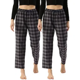 Kryptic Navy Cotton Checks Lounge Pants (Pack Of 2)-picture-31