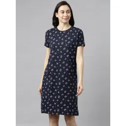 Kryptic Navy Printed Night Dress-picture-10
