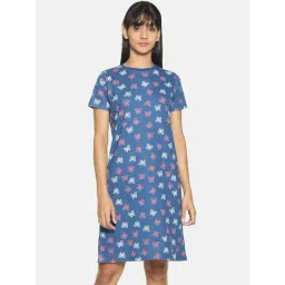 Kryptic Navy Printed Night Dress-picture-15