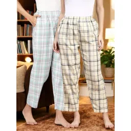 Kryptic Off White & Grey Cotton Relaxed Fit Printed Lounge Pants - Pack of 2-picture-35
