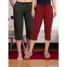Kryptic Olive & Maroon Solid Capris - Pack Of 2-picture-42