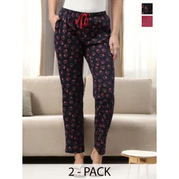 Kryptic Pack Of 2 Printed Pure Cotton Relaxed-Fit Mid-Rise Lounge Pants-picture-38