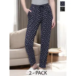 Kryptic Pack Of 2 Printed Pure Cotton Relaxed-Fit Mid-Rise Lounge Pants-picture-39