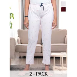 Kryptic Pack Of 2 Printed Pure Cotton Relaxed-Fit Mid-Rise Lounge Pants-picture-41