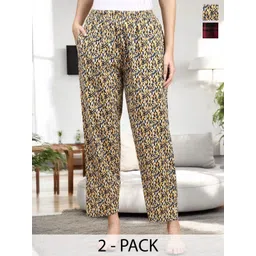 Kryptic Pack Of 2 Pure Cotton Mid-Rise Lounge Pants-picture-32