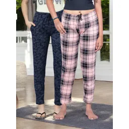 Kryptic Peach & Blue Cotton Relaxed Fit Printed Lounge Pants - Pack of 2-picture-39