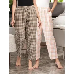 Kryptic Pink & Brown Cotton Relaxed Fit Printed Lounge Pants - Pack of 2-picture-17