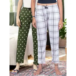 Kryptic Pink & Green Cotton Relaxed Fit Printed Lounge Pants - Pack of 2-picture-28