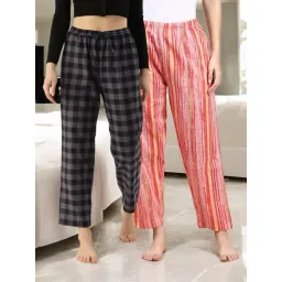 Kryptic Pink & Grey Cotton Relaxed Fit Printed Lounge Pants - Pack of 2-picture-41