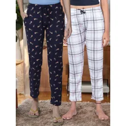 Kryptic Pink & Navy Cotton Relaxed Fit Printed Lounge Pants - Pack of 2-picture-28