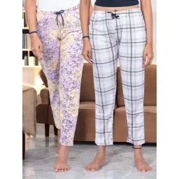 Kryptic Pink & Purple Cotton Relaxed Fit Printed Lounge Pants - Pack of 2-picture-32