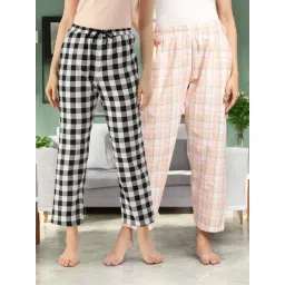 Kryptic Pink & White Cotton Relaxed Fit Printed Lounge Pants - Pack of 2-picture-44