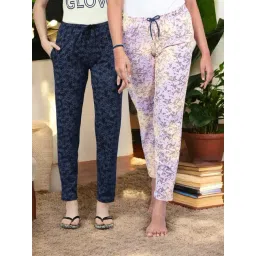 Kryptic Purple & Blue Cotton Relaxed Fit Printed Lounge Pants - Pack of 2-picture-35