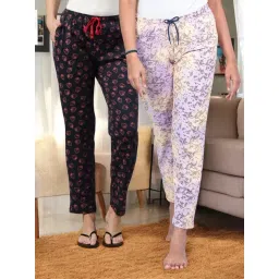 Kryptic Purple & Navy Cotton Relaxed Fit Printed Lounge Pants - Pack of 2-picture-36
