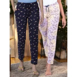 Kryptic Purple & Navy Cotton Relaxed Fit Printed Lounge Pants - Pack of 2-picture-37