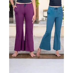 Kryptic Teal & Burgundy Cotton Relaxed Fit Lounge Pants - Pack of 2-picture-40