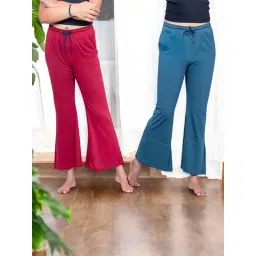 Kryptic Teal & Maroon Cotton Relaxed Fit Lounge Pants - Pack of 2-picture-23
