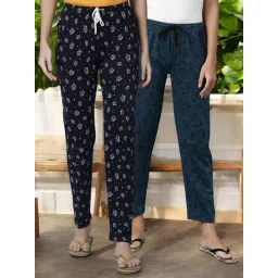 Kryptic Teal & Navy Cotton Relaxed Fit Printed Lounge Pants - Pack of 2-picture-33