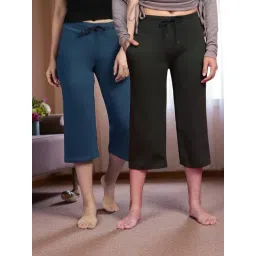 Kryptic Teal Blue & Olive Solid Capris - Pack Of 2-picture-24